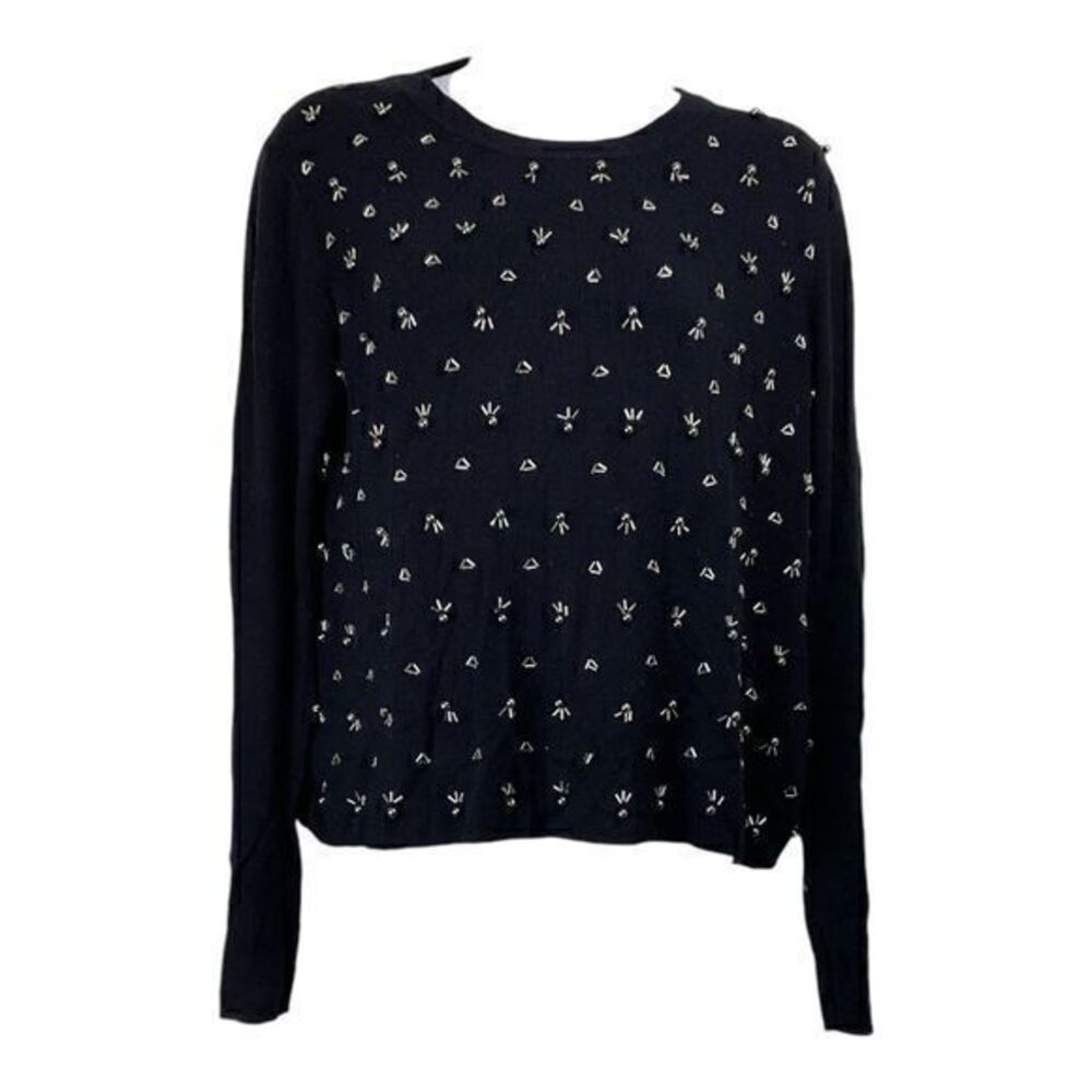 Whistles Womens Sweater Size 10 Grudge Witchy Vamp‎ Cozy Soft Beaded Metallic